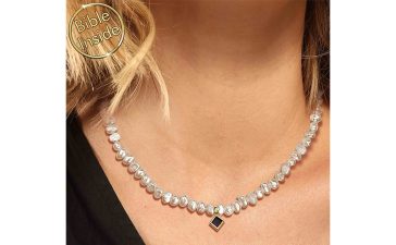 Necklace Shop Pearl Necklace With Black Square Bible Inside From My Nano Jewelry